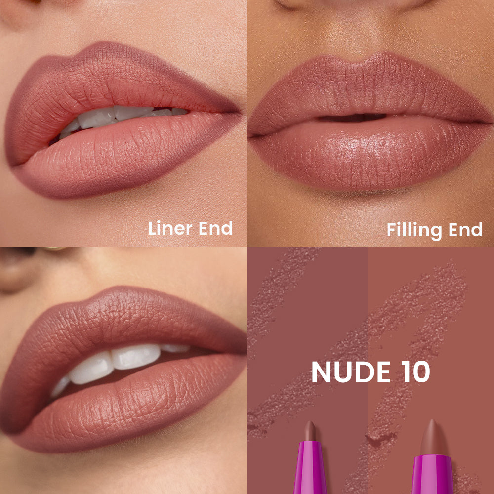 Nude Lipstick Duo for Precise 2-in-1 Lip Sculpting | Pudaier