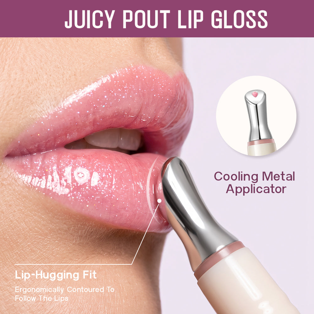 Pudaier juicy pout lip gloss metal cooling applicator on lips