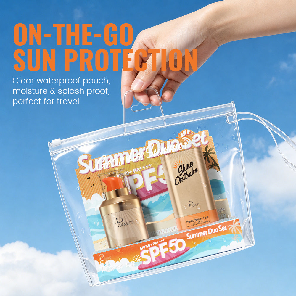 Pudaier® Summer Glow Duo Set-SPF 50+ Sunscreen & Shine On Highlighter Stick